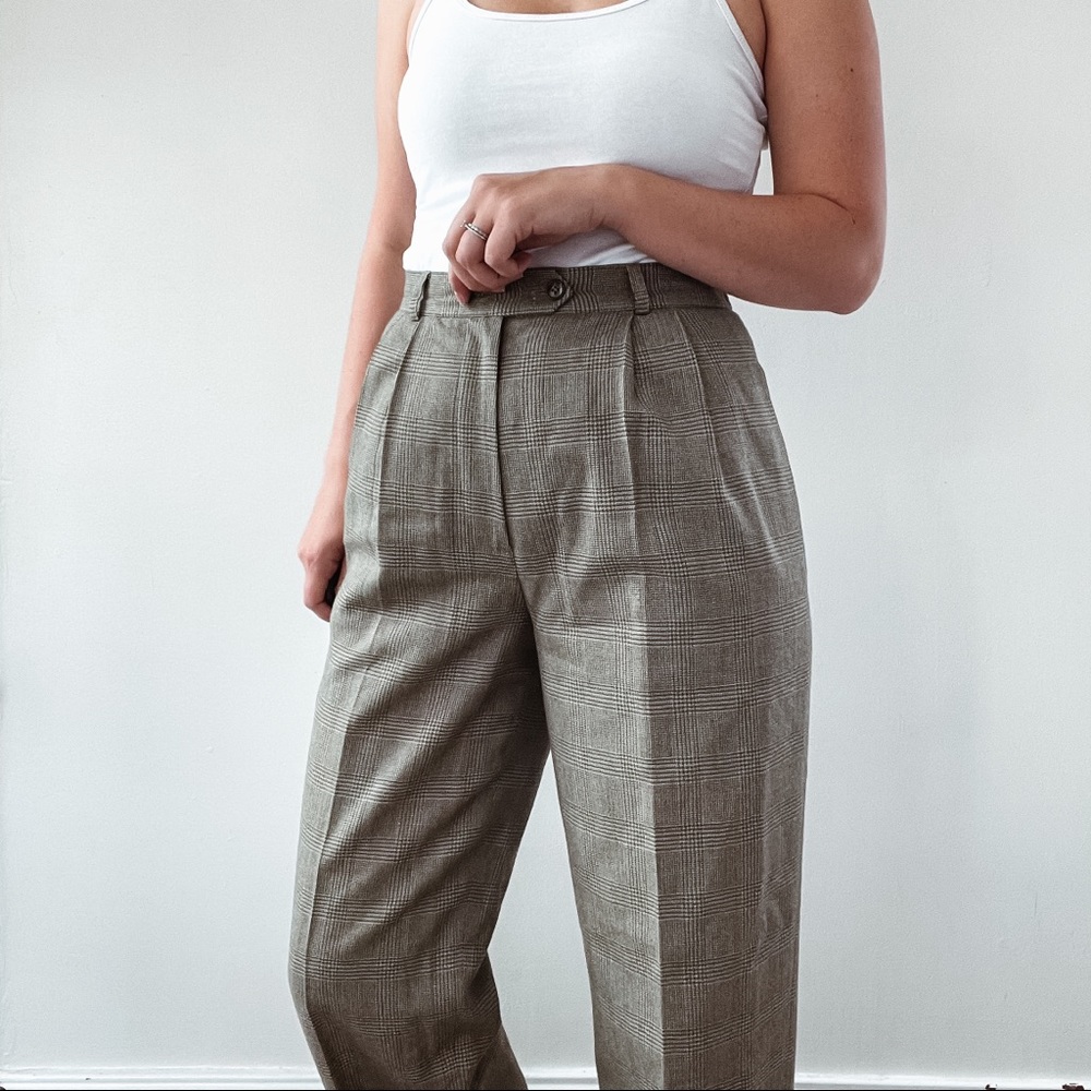 TALBOTS | Vintage Plaid Wool Pleated Pants Sz 8